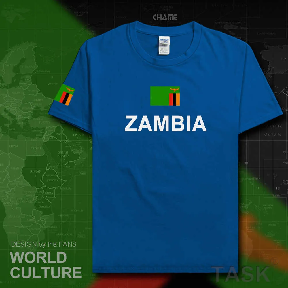 Republika Zambii Zambian Mens T -koszulki Modna Jersey Nation Team 100 Cotton Tshirt Tees Tees Country Sporting ZMB x06214340658