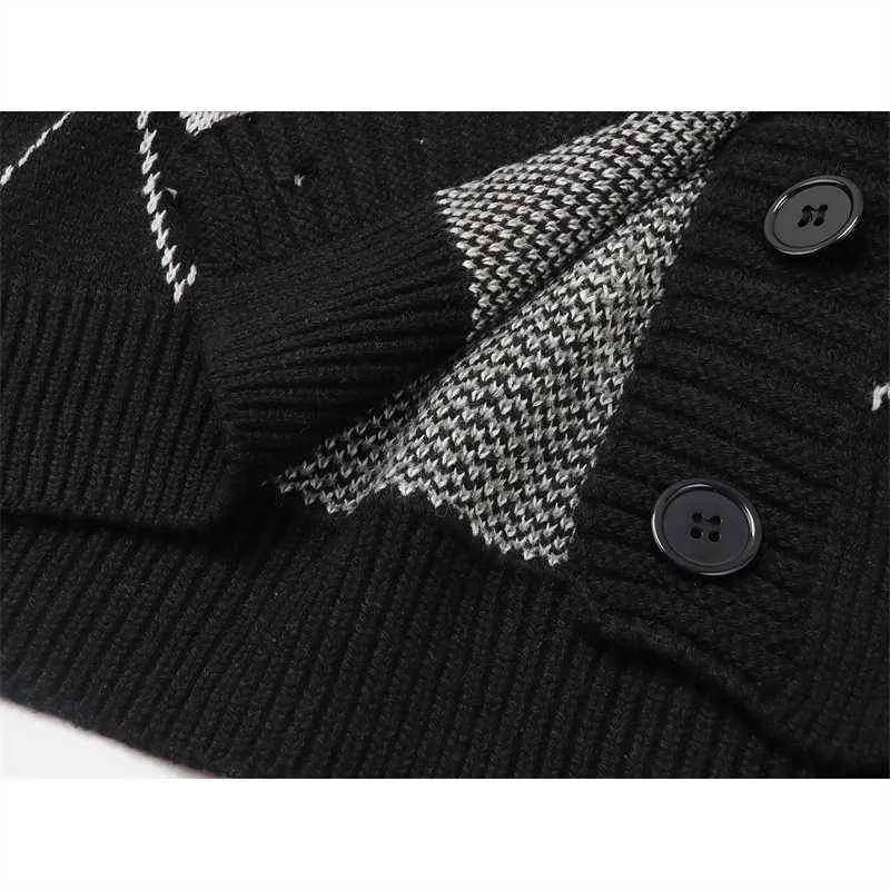 Cardigan nero oversize moda stile gotico donna maglione manica lunga scollo a V Harajuku allentato maglieria vintage top cappotto 211215