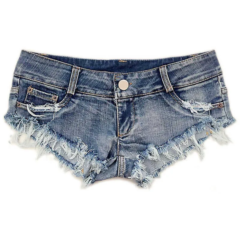 Sommar europeisk och amerikansk mode jeans sexig låg midja rippade hål damer denim shorts pants 210708