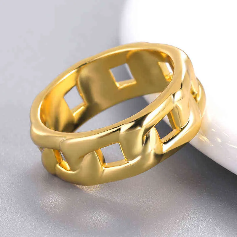 Vintage Trend Rings for Women Men's Couple Cuba's Rings Hip Hop Gold Stainless Steel Finger-Ring Wedding Jewelry Gift 2021 Bague G1125