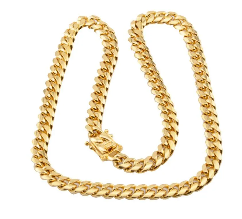 Ketten 6 8 10 12 14 16 18 mm Miami Kubanische Kette Halskette für Männer 24 Zoll Gold Link Bordstein Edelstahl Hip Hop Schmuck224c