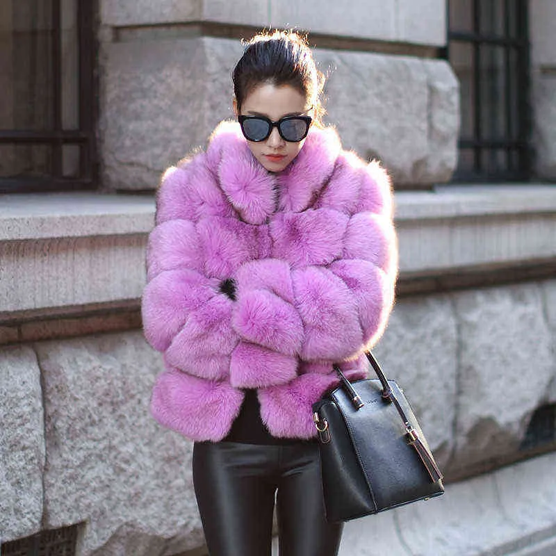 Zadorin grueso cálido abrigo de invierno mujeres lujo piel sintética más tamaño soporte collar falso chaqueta ropa exterior 211130