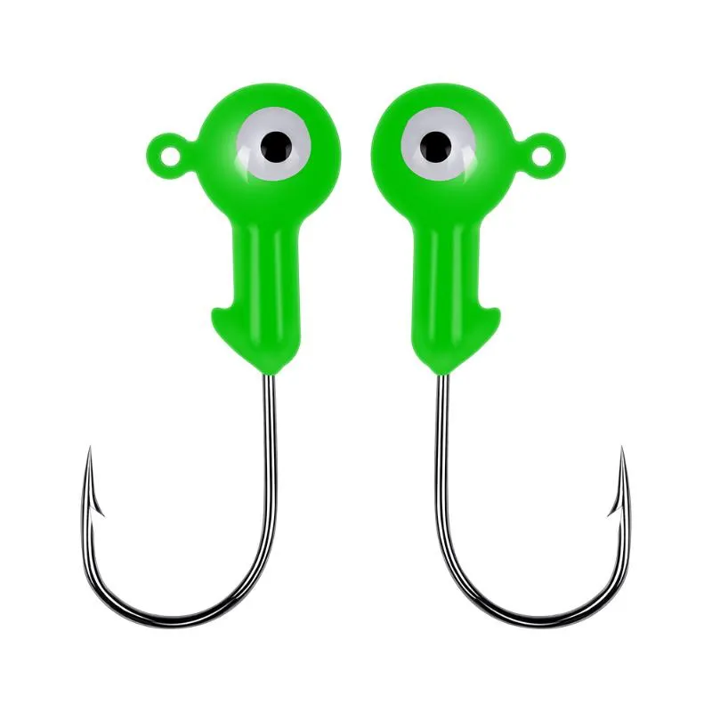 7g 10 unids / lote Plantilla de acero con alto contenido de carbono Gancho grande Colores Ojos Aparejos de pesca Mini plomo Cabeza redonda Señuelos Jigs Bass Single Worm Hooks219R