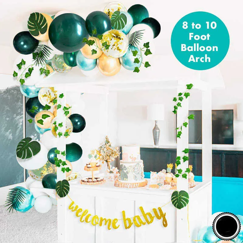 Jungle Thème Safari Green Balloon Garland Arch Toile de fond Plam Feuilles Ivy Vine Garland Neutre Anniversaire Ballons Fournitures 210626