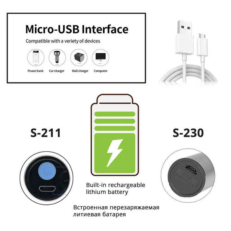 USB充電式LED懐中電灯T6 LEDビルトイン1200MAHリチウムバッテリー防水キャンプライトズーム可能なトーチJ220713
