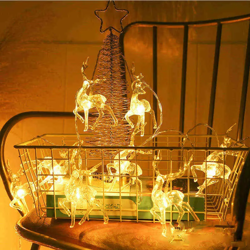 1,5 m LED Sika Deer Light String Navidad en forma de alce Oranments Árbol de Navidad Feliz decoración para el hogar Feliz año 211112