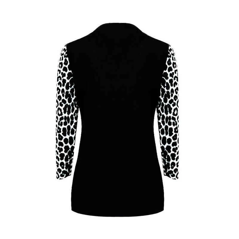 YTL Frauen Chic Leopard Bluse für Arbeit Plus Größe Mode Patchwork Dünnes Hemd Langarm Herbst Frühling Tunika Tops Blusas h414 H1230