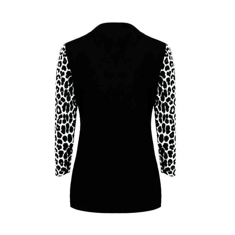 YTL Kobiety Chic Leopard Bluzka do pracy Plus Rozmiar Moda Patchwork Slim Koszula Z Długim Rękawem Jesień Wiosna Tunika Topy Blusas H414 H1230