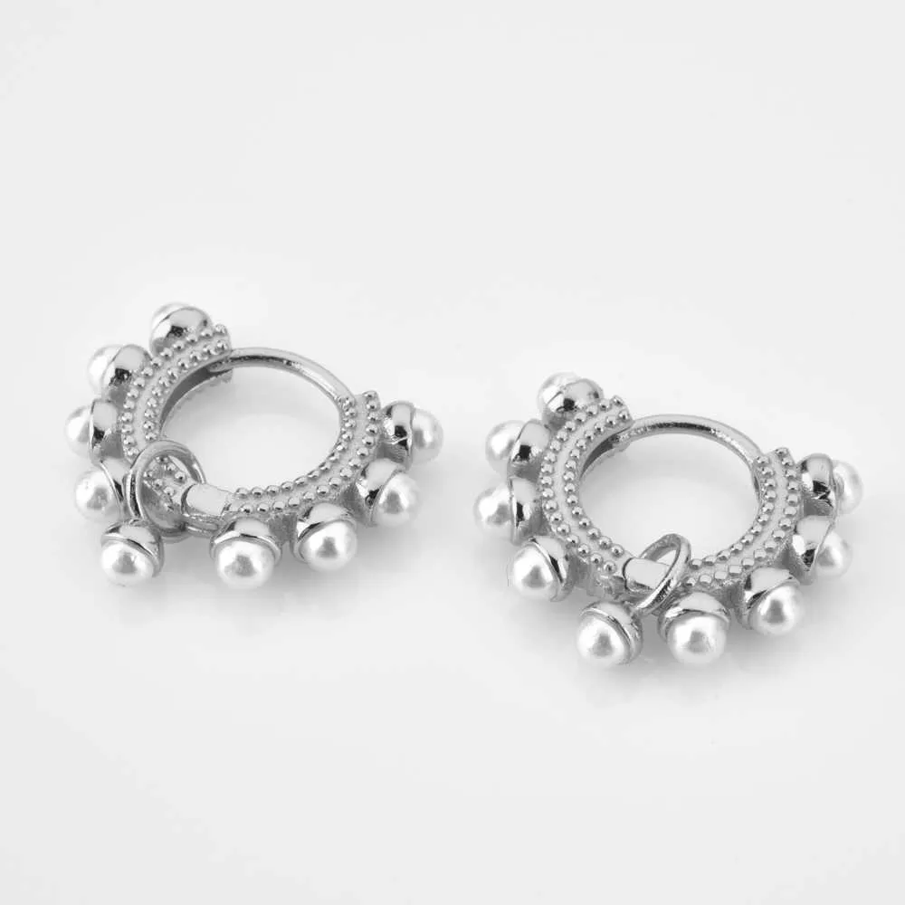 ANDYWEN 925 argent Sterling perle cerceaux Piercing rond petit cercle boucle d'oreille Rock Punk luxe Pendiente bijoux 210608200V