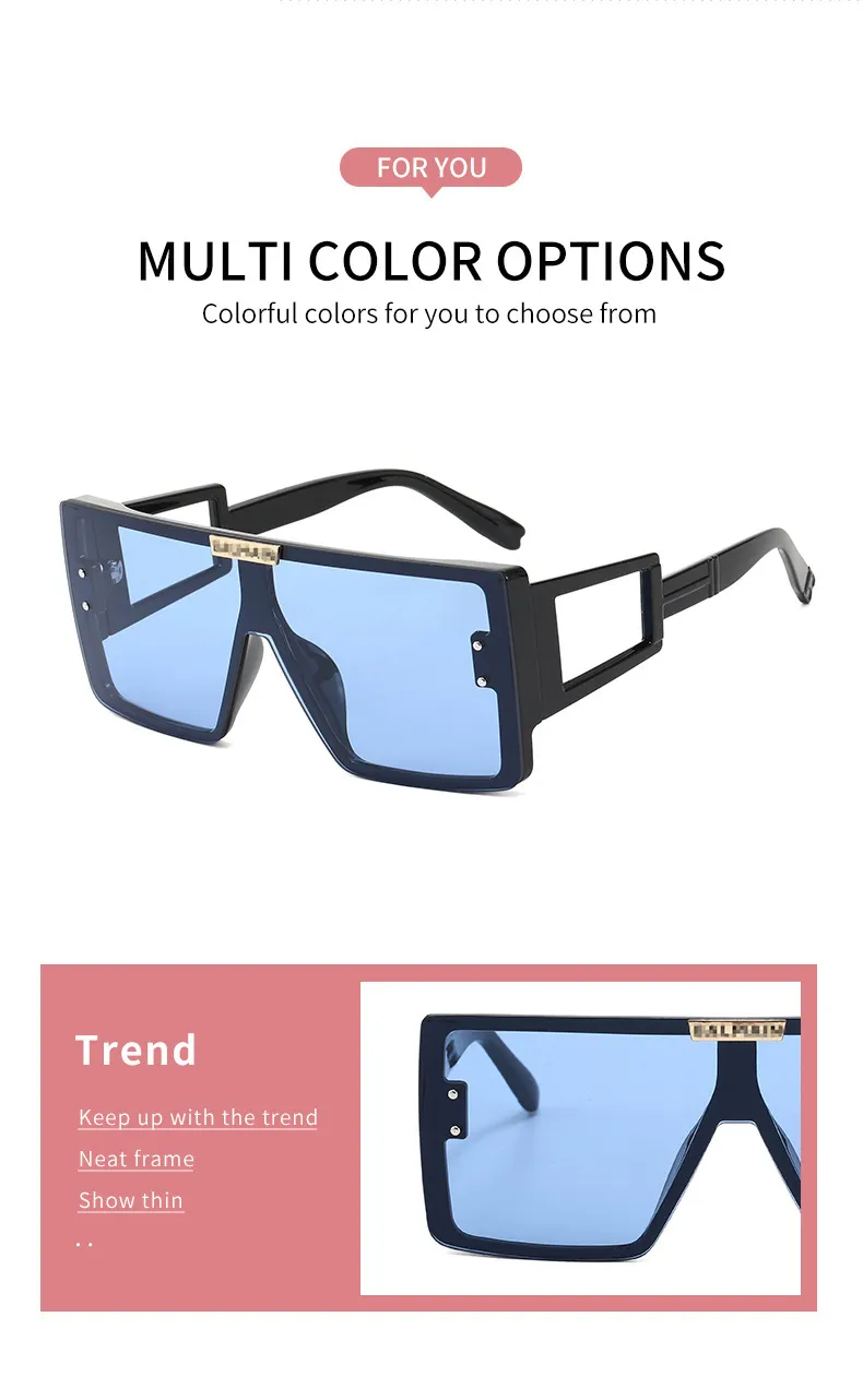 2021 Big Frame Square Sunglasses Women Men Luxury Brand Design Sun Glasses Male Vintage Eyeglasses Oculos De Sol Feminino Gafas