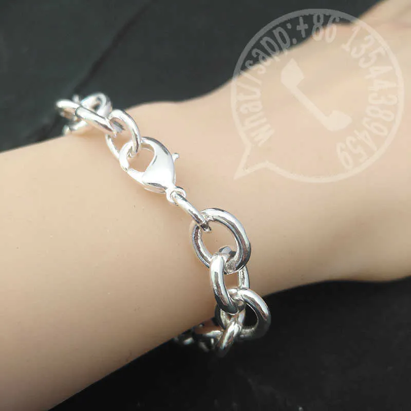 S925 Sterling Silber Für Frauen Klassische Stil Dicke Kette O-Kette Armband Mode Luxus Marke Schmuck Geschenk