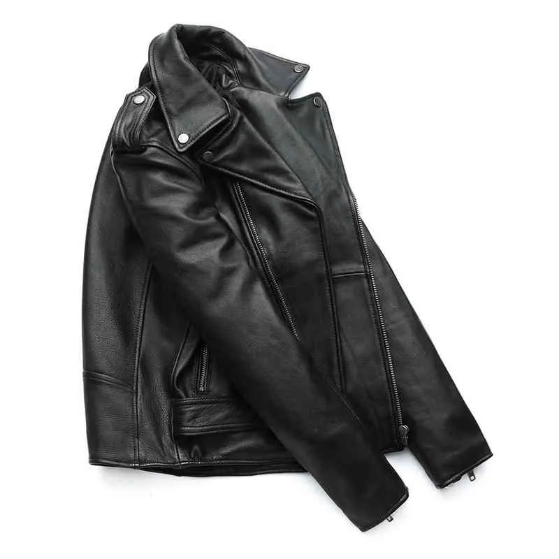 MAPLESTEED Classical Motorcycle Jackets Men Leather Jacket 100% Natural Cowhide Thick Moto Jacket Winter Sleeve 61-67cm 6XL M192 220124