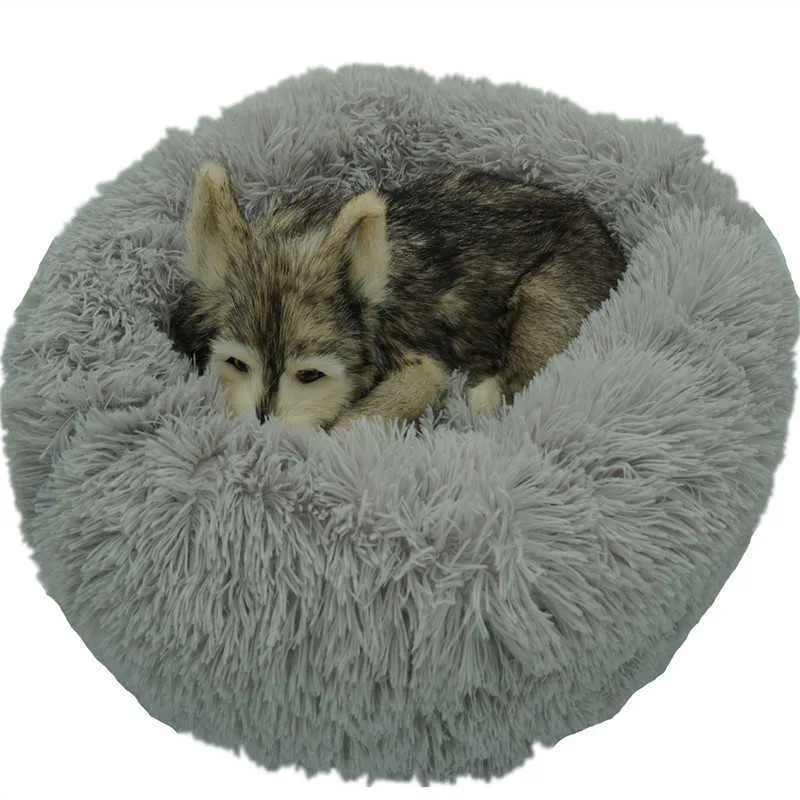 VIP Link Round Plush Cat Bed For s House Pet cesto Animali prodotti divano Long Dog Cuscino Mat Animali 210722