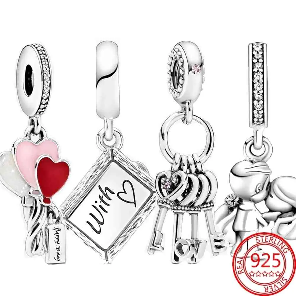 100% Real 925 Sterling Silver Love Key Hanger Charm Geschikt voor Originele Pandora Armband Dames Exquisite Sieraden Gift