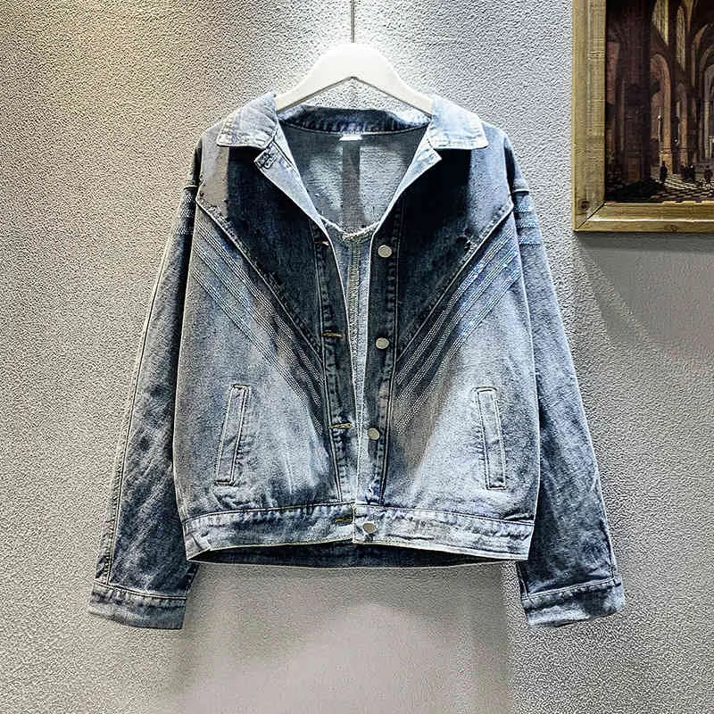 women's Denim Jacket spring Plus Size embroidery Jean for ladies casual loose Beading jean Coats Female streetwear 210514