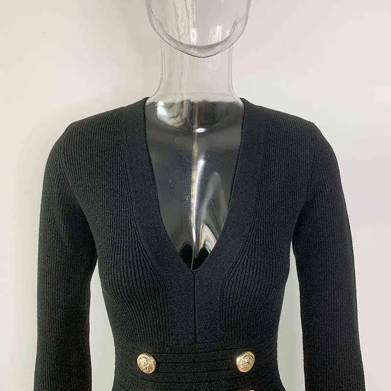 Robe fourreau mi-longue tricotée pour femme, élégante, Sexy, col en v, manches longues, qualité supérieure, mélange de laine, Design chaud, G1214, hiver