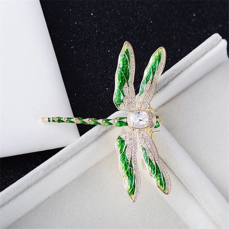 Enamel Dragonfly Брошь Ювелирные Изделия для Женщин Bridal Букет Букет Шарф Запытание Броши Pin Щебень Роскошный Корсаж Подарки на день рождения