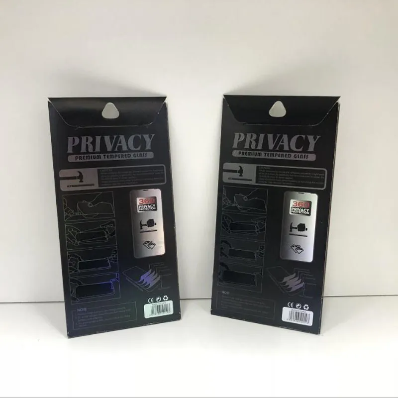 Boîte de sac d'emballage de détail pour iPhone 13 12 Mini 11 Pro XS Max X XR Protecteur d'écran de confidentialité Anti-espion Papier d'emballage en verre trempé