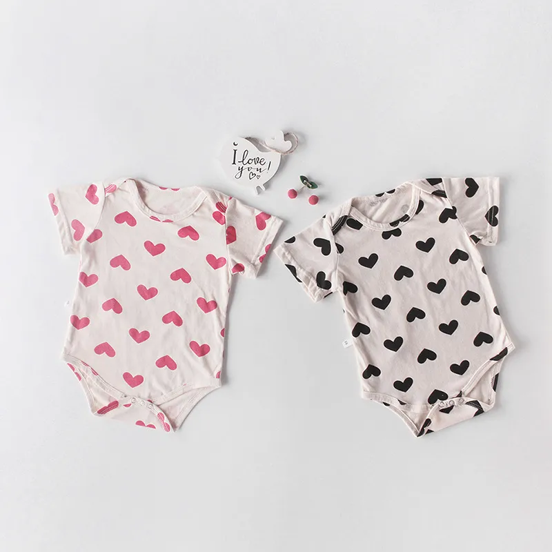Baby Mädchen Jungen Strampler Hohe Qualität Nette Liebe Kleidung Kleinkind Marke Infant Schöne Baumwolle + Hut 2 teile/los 210429