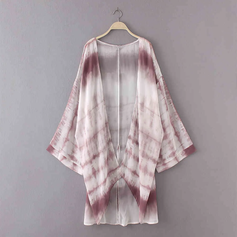 Boho bedruckte Chiffon-Badeanzug-Abdeckungen Plus Size Beach Wear Kimono-Kleid Tunika für Frauen Sommer-Badeanzug-Abdeckung A833 210420