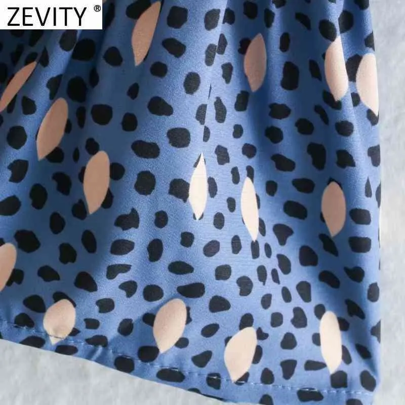 Women Vintage Turtleneck Collar Leopard Dots Print A Line Dress Female Chic Pleat Ruffles Vestido Clothes DS4982 210420
