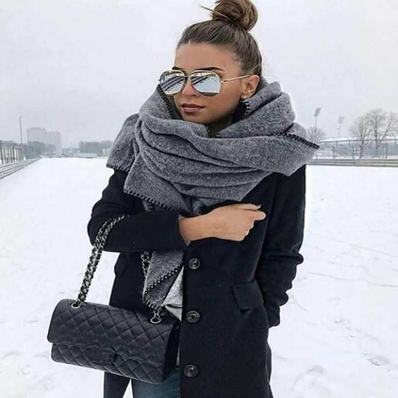 Ontwerp winter dikke sjaal voor vrouwen deken dame sjaals en wrap effen kleur wijn rode kasjmier sjaals Pashmina foulard