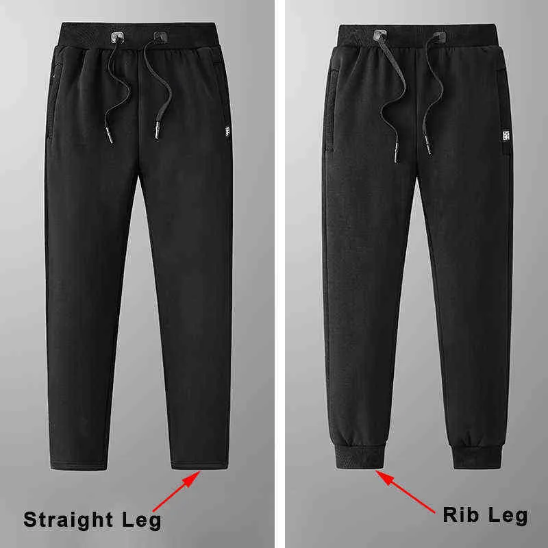 Hiver épais chaud polaire pantalons de survêtement hommes Joggers Sportswear noir gris décontracté survêtement pantalon grande taille 6XL 7XL 8XL 211119