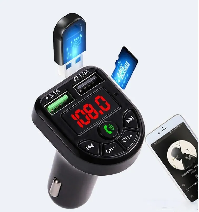 BTE5 MP3 Player Bluetooth Araba Kiti FM Verici Arabalar FMS Modülatörü Çift USB Chargingport 1224V Genel Araç QC5414958200