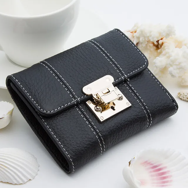 Women wallet Standard Wallets Soft cowhide billfold Zero purse Small Monochromatic Card bag Whole Short WT012305d