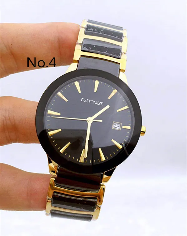 Luxe unisex Men vrouwen keramisch horloge twee toon goud zwart keramiek ronde cirkel eenvoudig gemarkeerd logo luxe merkklok