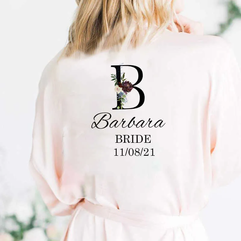 Personalised Custom Name Satin Robe Pajamas Wedding Bridesmaid Gifts Bridal Party Robes Dressing Gown 210924