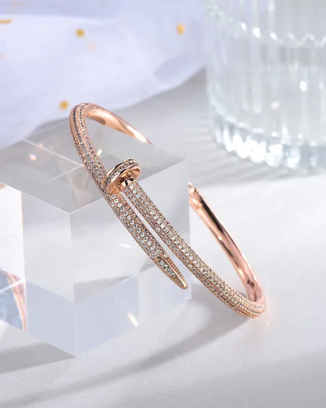 Donia Jewelry Luxury Bangle Nail Bracelet exagéré Titanium Steel Micro-instruit Zircon Gift de la mode européenne et américaine D299E