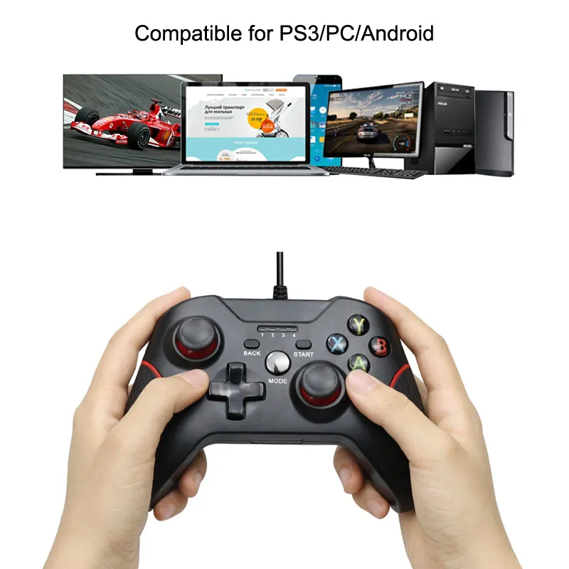 Com fio USB Gamepad Console Joystick Controle PC Sony PS3 Game Controlador Android Telefone Joypad Accessorie