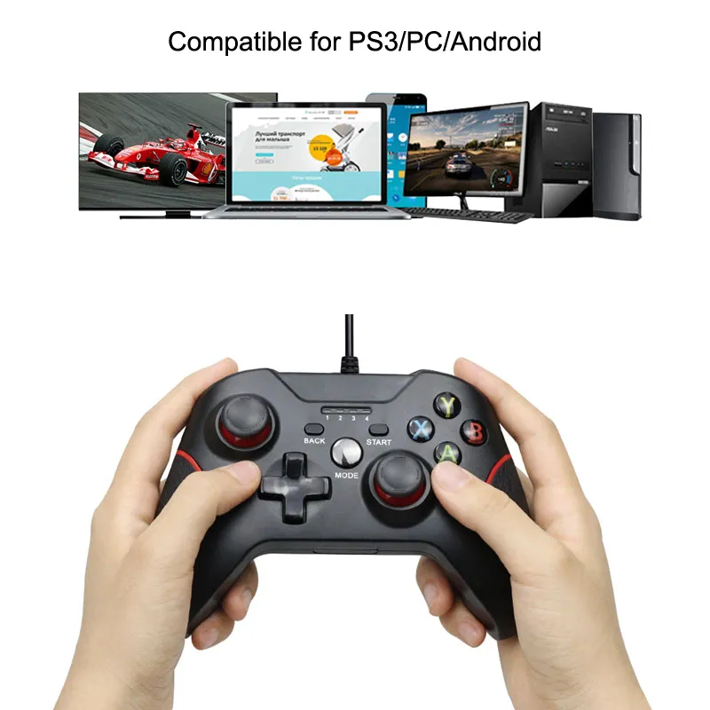 Przewodowy USB Gamepad Joystick Console Controle PC Sony PS3 Kontroler gry Android Telefon JoyPad Accessorie