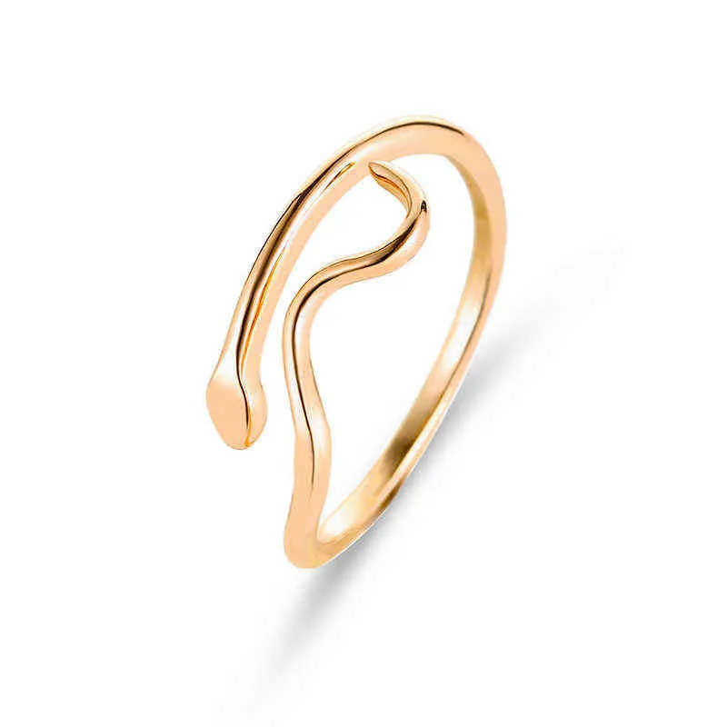 Schlangenförmiger Tierring Welle Metall Schlange Goldfarbe Ringe Frauen Verlobungsring Verstellbarer Anillos Modeschmuck Zubehör G1125
