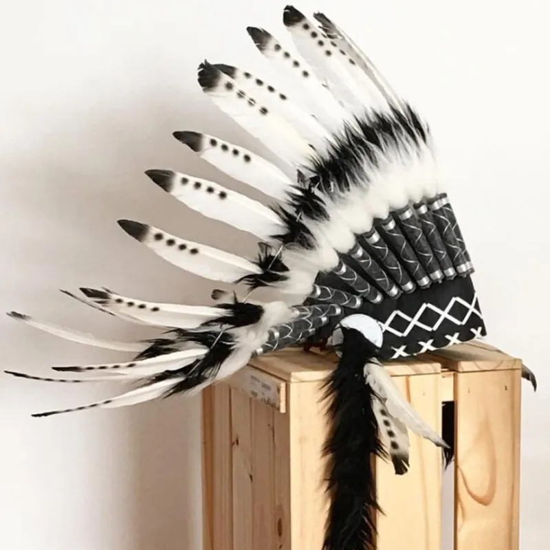Indian Feather Headdress American Indian Feather Headpiece Feather HEATHEAT PASTER PARTWAIR DECORACJA Dekoracja Zdjęcia Cosplay3535164