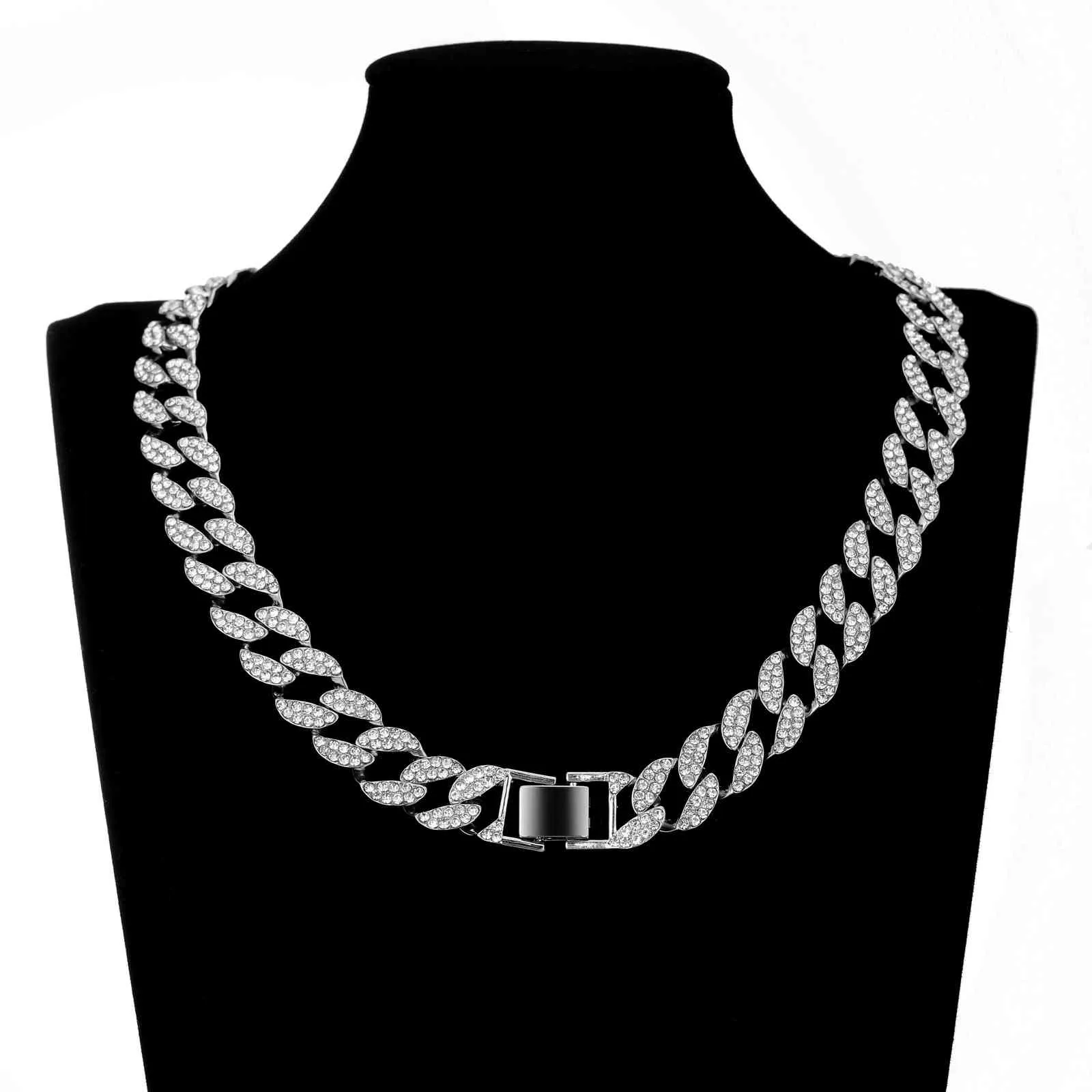 Hip Hop gepflasterte AAA-Strass-Bling-Halskette für Iced Out CZ Cuban Link Chain Gold Herrenschmuck