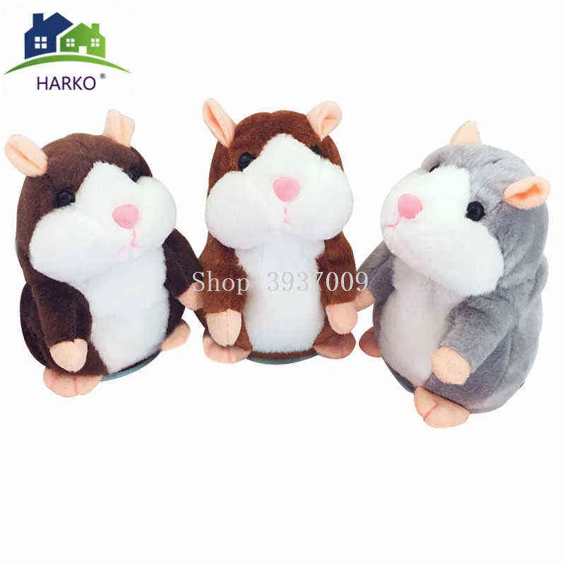 Dropship 15cm Lovely Talking Hamster Parla Talk Sound Record Ripeti Farcito Peluche Kawaii Criceto Giocattoli Drop Shipping Y211119