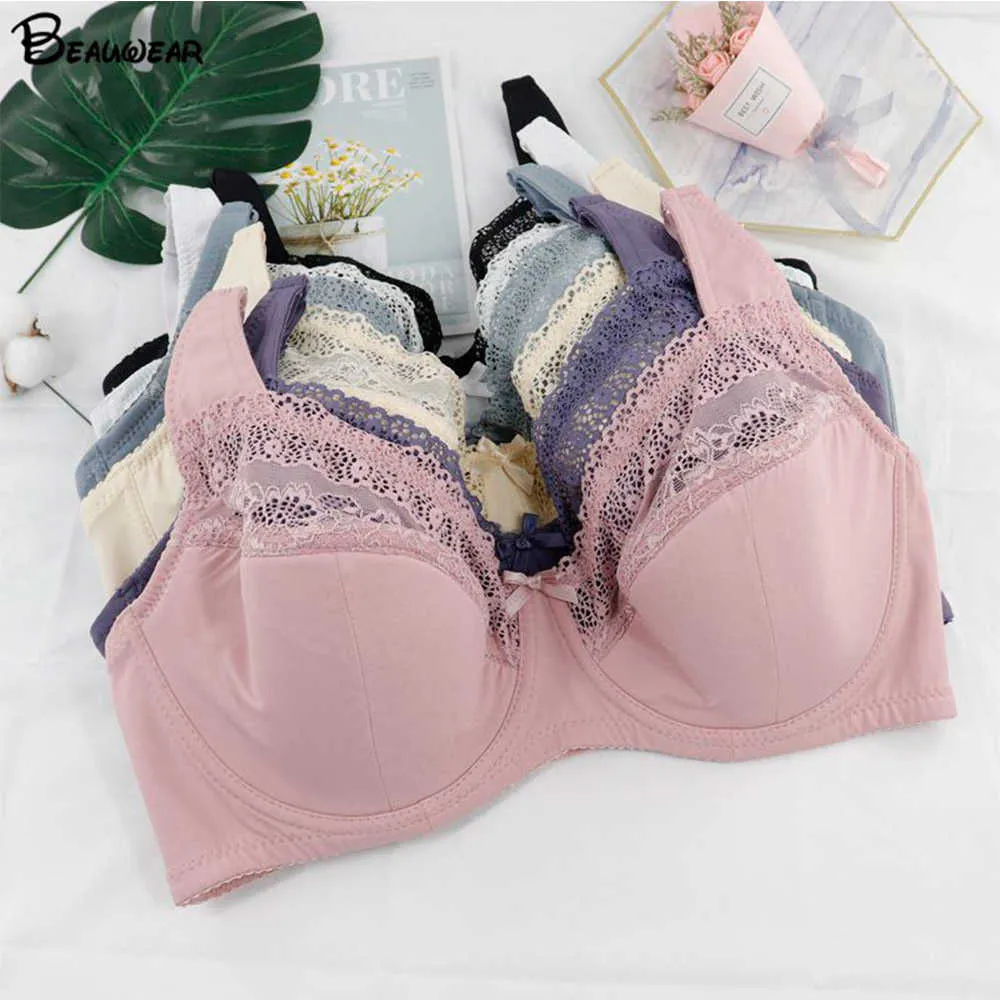 Womens Lace Bras Bralette Underwired Perspektiv Brassiere Big Bust Comfort Sexig Underkläder Avkopplande Underkläder D DD E F G Cup 210623