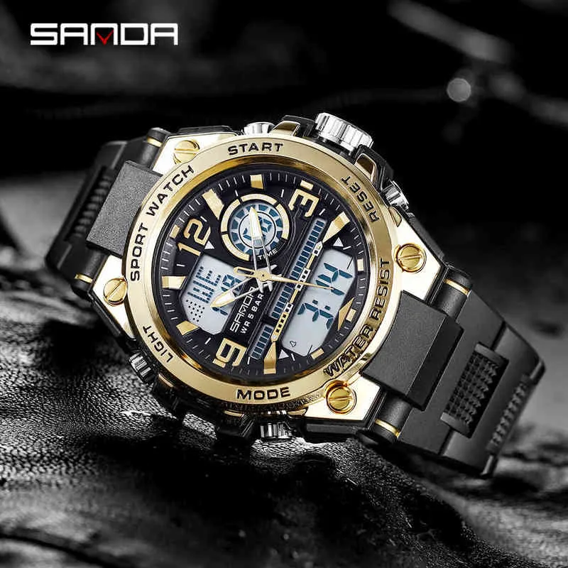 Sande G Style Men Watch Digital THOCK Sports Militares Relógios Display Display Impermeável relógio eletrônico Relogio Masculino 22022321