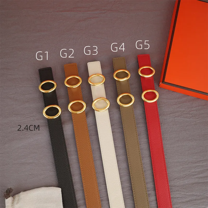 Cintura di design donne Larghezza in pelle in pelle 2,4 cm Cinture da uomo con cintura in oro di lusso Cintura autentica Cintura Ceintures 22022602R