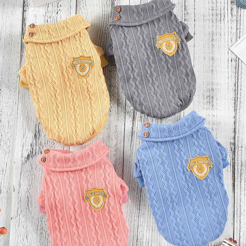 Warm Small Dog Overcoat Pets Clothes Winter Dogs Knitted Apparel Puppy Hoodies Sweater For Cats Coat Yorkshire Pomeranian Outfit 211013