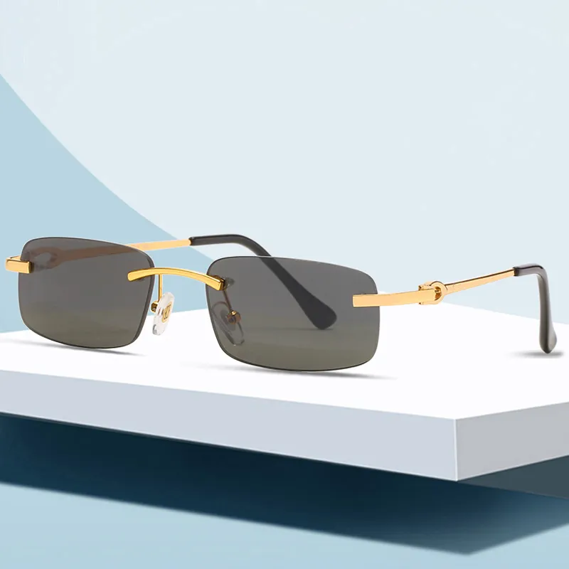 Designer-Sonnenbrillen, modisch, geschäftlich, klassisch, Laufsteg-Stil, Brille, Gold- und Silberrahmen, graubraun, transparent, Linsentrend 294q