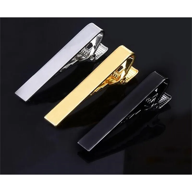 100 sztuk / partia Classic 58 CM / 43 cm Klipy Miedź Poszycia Jasne Pleasne Pinki Tie Bar Prosta Biznes Moda Męska Biżuteria