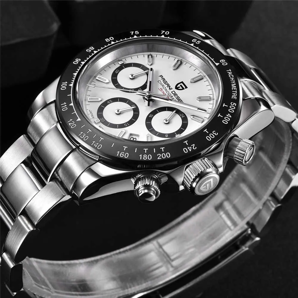 PAGANI Design Top Marque Hommes Sport Quartz Montres Saphir En Acier Inoxydable Étanche Chronographe De Luxe Reloj Hombre 210804