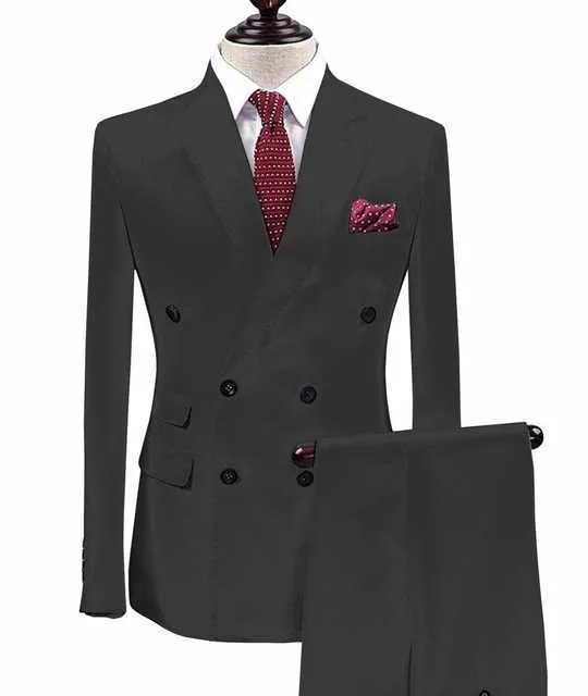 Męskie garnitury 2 sztuki Biały szampana dwurzędowa kurtka Slim Fit Fit Business Groom Tuxedos Do Wedding Evening Blazer + Spodnie X0909