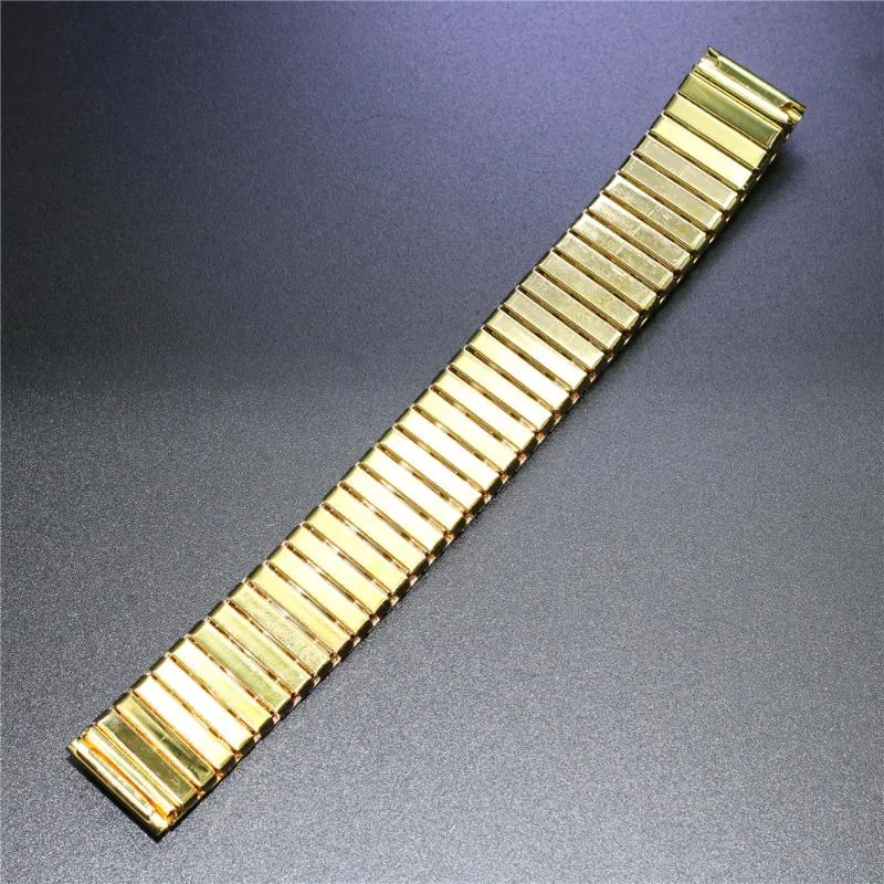 Uhrenarmbänder Way Deng – Damen Herren, goldener Edelstahl, flexibel, dehnbar, Armband, Armband, Manschette, Armreif, 18 mm, 20 mm, Y095350g