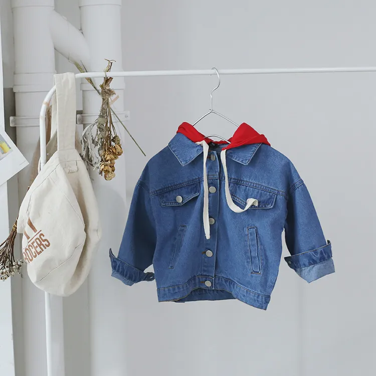Automne style coréen bébé filles à manches longues vestes en jean à capuche enfants coton décontracté all-match lâche manteaux vêtements d'extérieur pour enfants 210508
