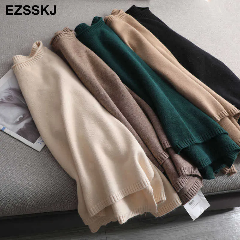 Autumn Winter O-NECK oversize thick Sweater pullover loose cashmere turtleneck Pullover female Long Sleeve 211011