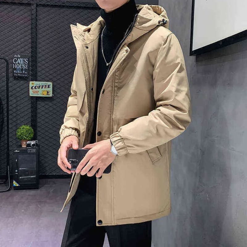 2022メンズファッション中間長ジャケット冬暖かいファッションスリムジャケットコートアジアのサイズS-3XL G1108